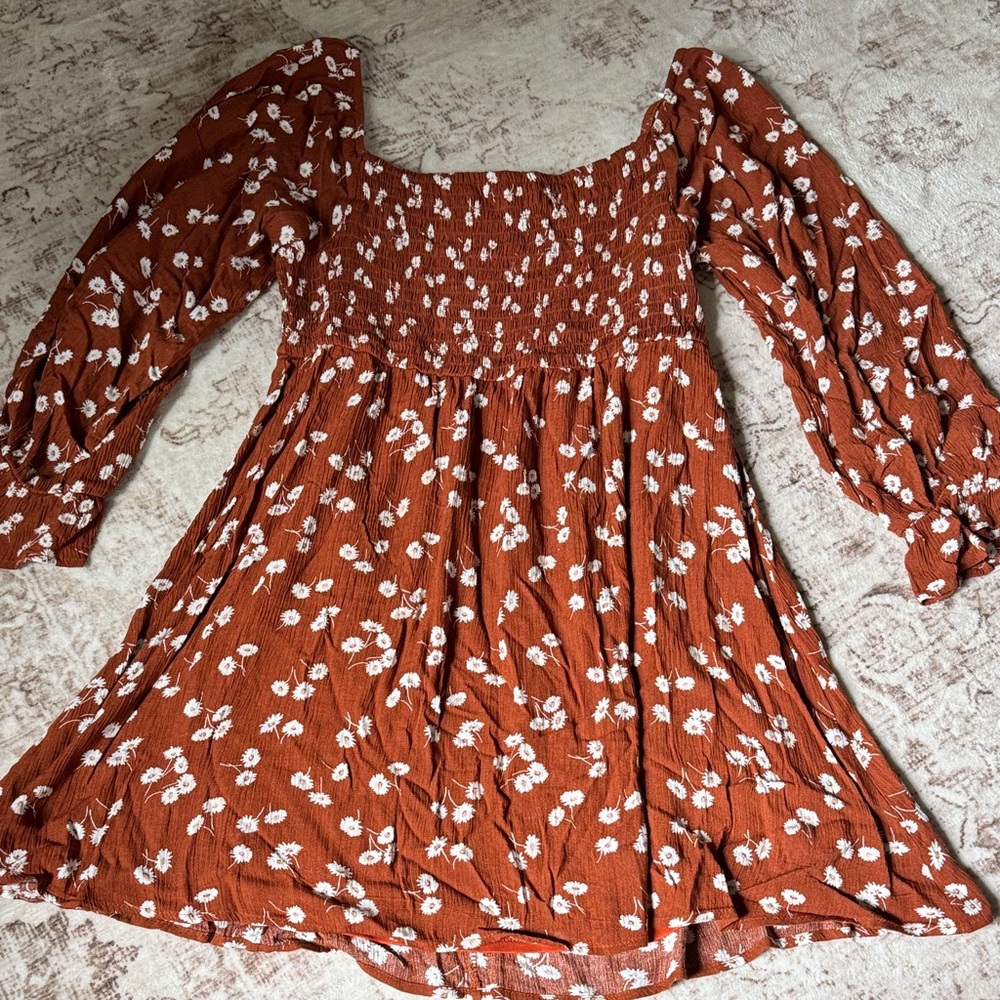 Altar'd State Rust Floral Mini Dress